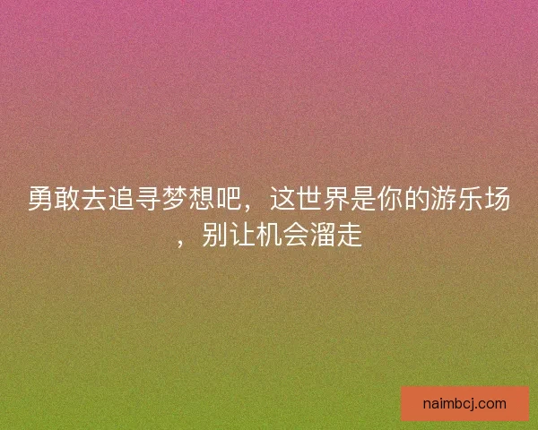 勇敢去追寻梦想吧，这世界是你的游乐场，别让机会溜走