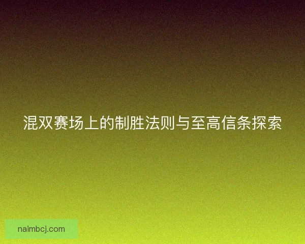 混双赛场上的制胜法则与至高信条探索