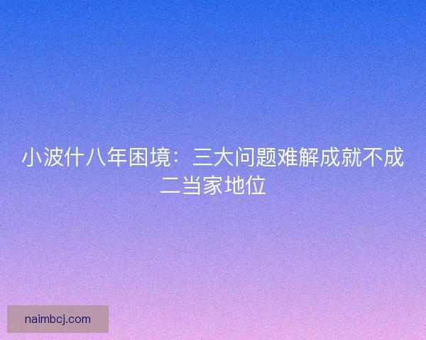 小波什八年困境：三大问题难解成就不成二当家地位